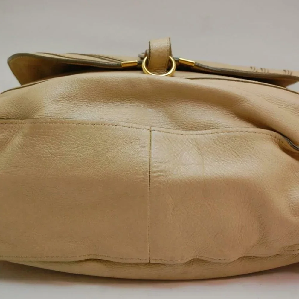 Auth Chloe Marcie Large Shoulder Bag Leather Ivory